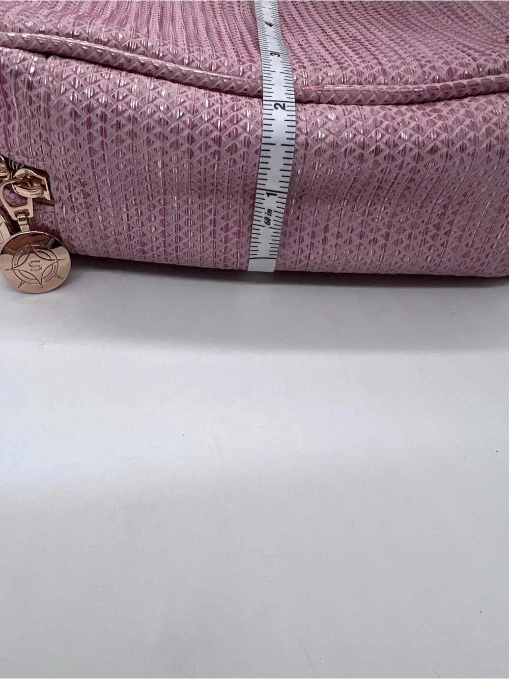 Stephanie Johnson Pink Textured Zip Around Laura Cosmetic Case with Top Handle